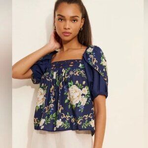 NWT FARM Rio Flower Tapestry Yoke Blouse EUC